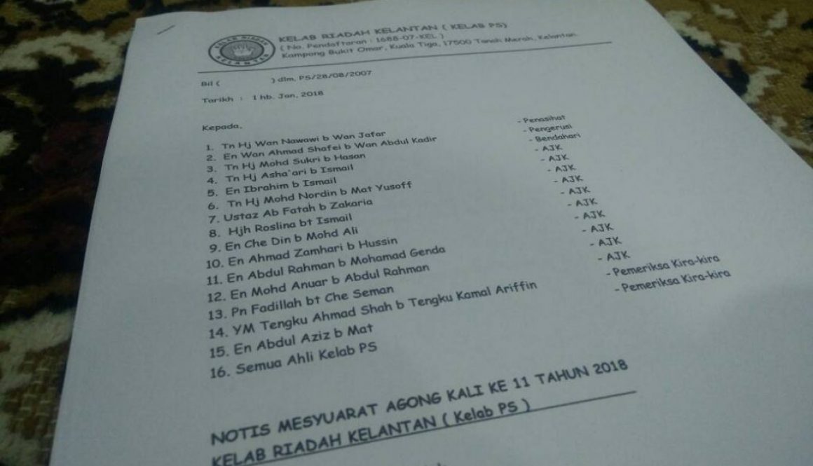 Mesyuarat Agung Kelab Riadah Kelantan (Kelab PS)