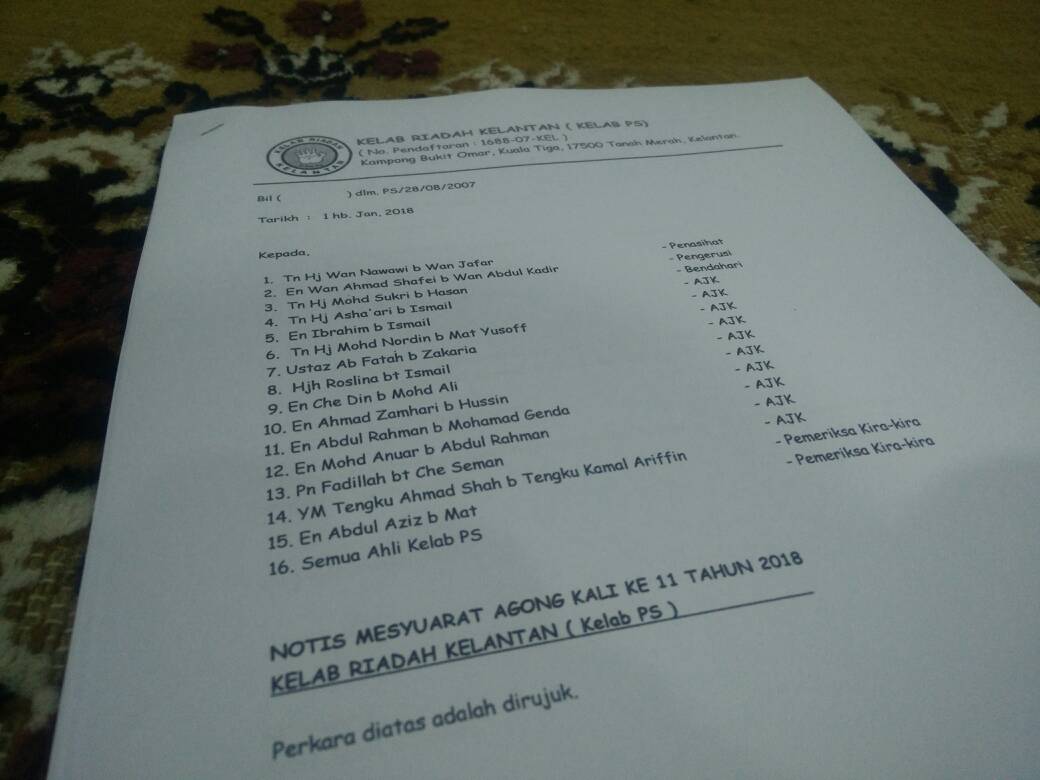 Mesyuarat Agung Kelab Riadah Kelantan (Kelab PS)